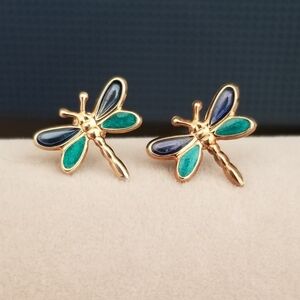 10K Gold Dragonfly Earrings
